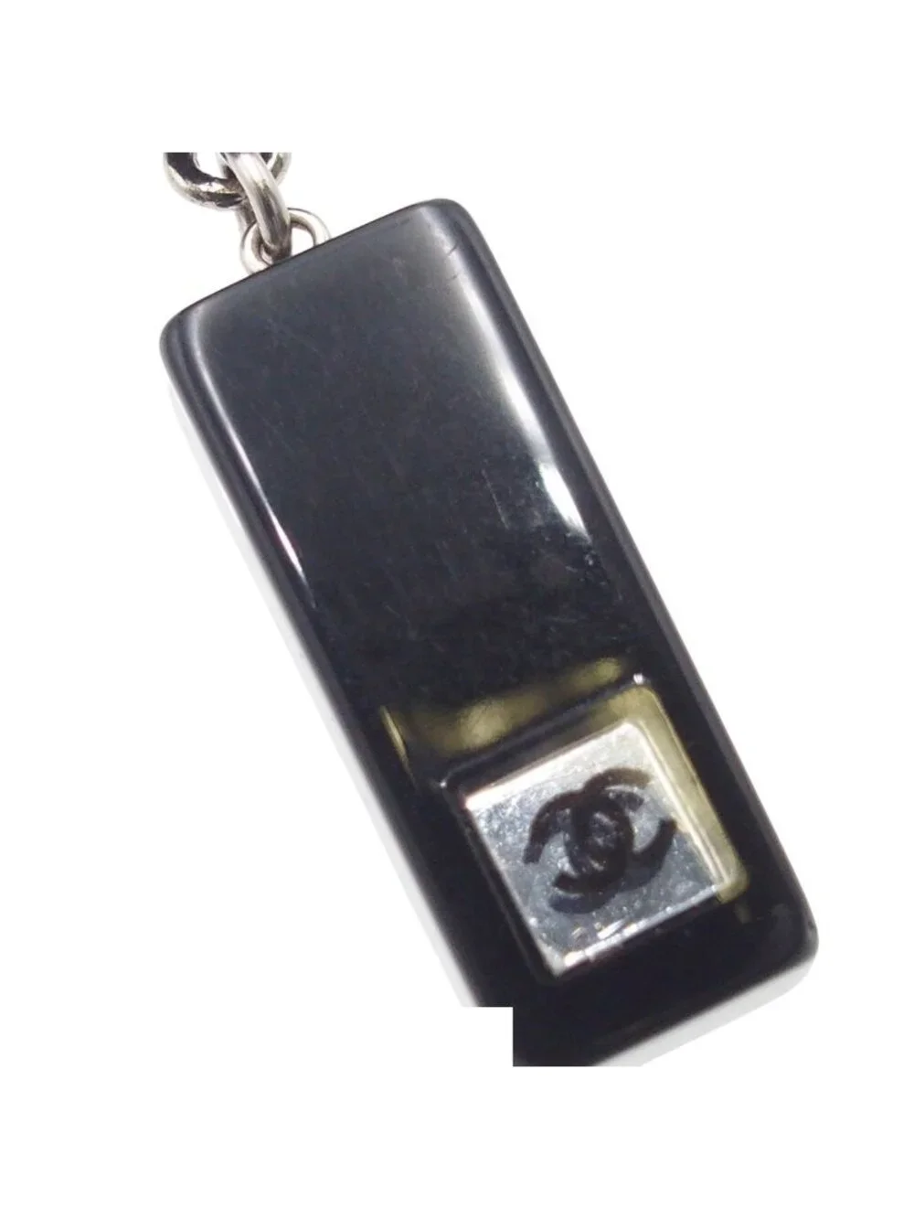 Chanel Earrings Black Plastic CC Logo Mirror Costume